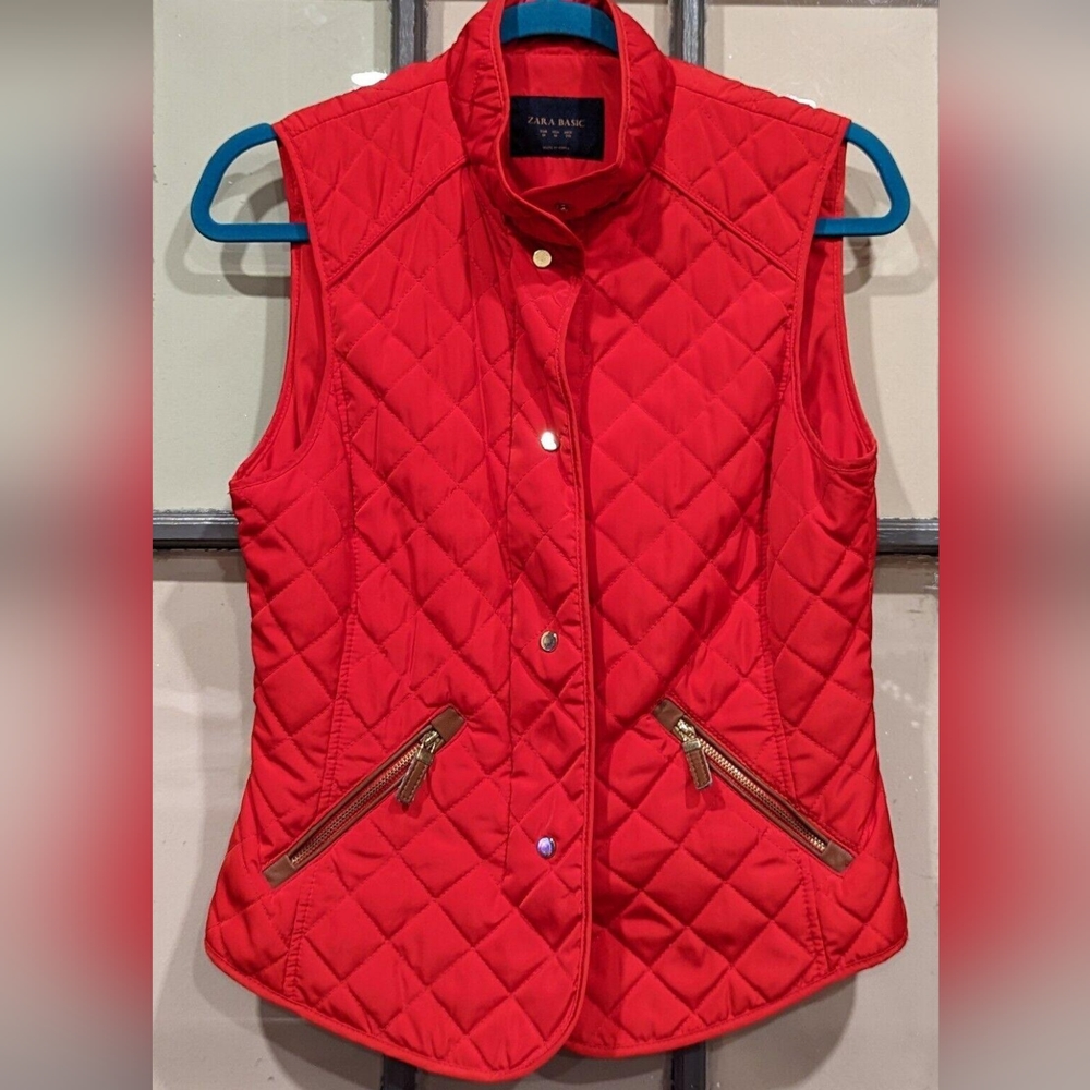 Zara Vibrant Red Quilted Vest